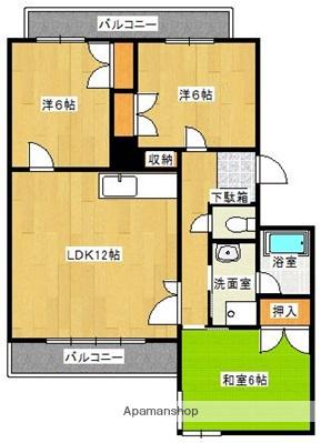 マンションA(3LDK/4階)の間取り写真