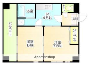 プリムヴェール(2K/4階)の間取り写真