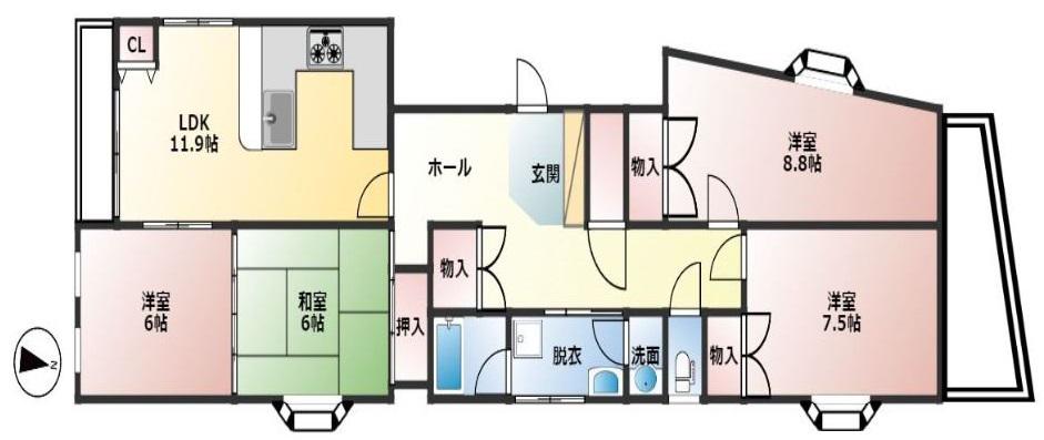 JTRビル(4LDK/3階)の間取り写真