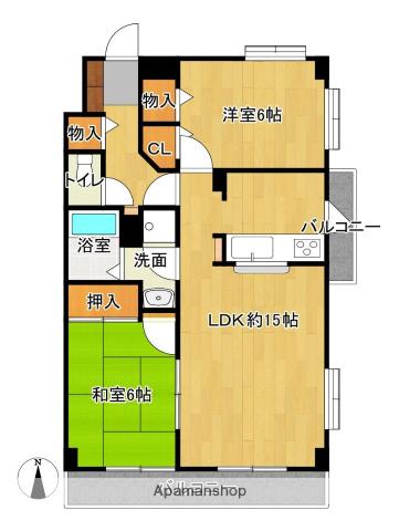プレイス曙(2LDK/6階)の間取り写真