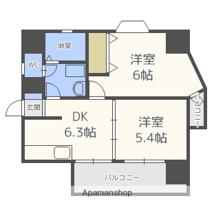 アドヴェル荒江(2DK/2階)の間取り写真