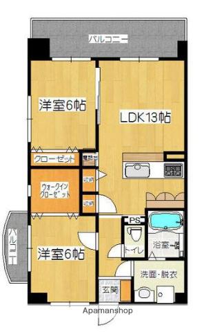 キャメロットリブ(2LDK/8階)の間取り写真
