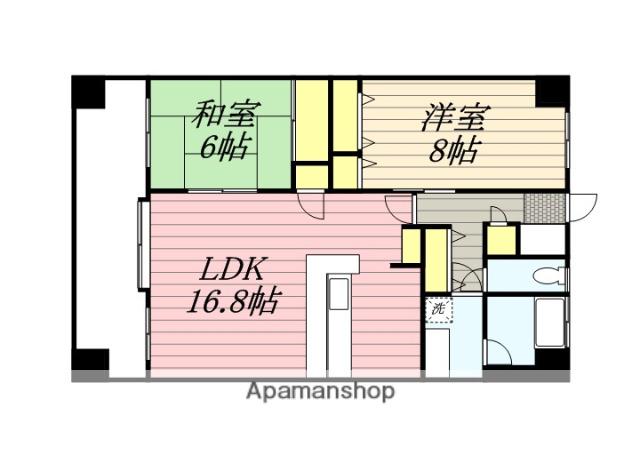 ジニアルコート西新(2LDK/2階)の間取り写真