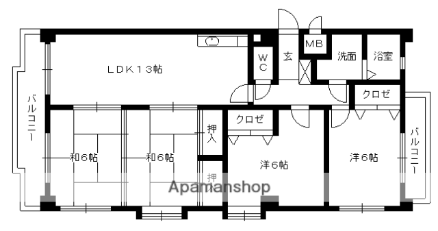 リバーウインズ室見(4LDK/3階)の間取り写真