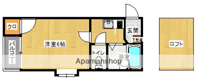 コンフォートべネフィス姪浜(1K/2階)の間取り写真