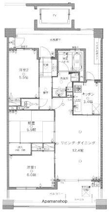 アソシア原セントラルスクエア(3LDK/3階)の間取り写真