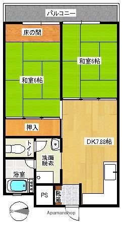 西公園ハイツ(3DK/1階)の間取り写真