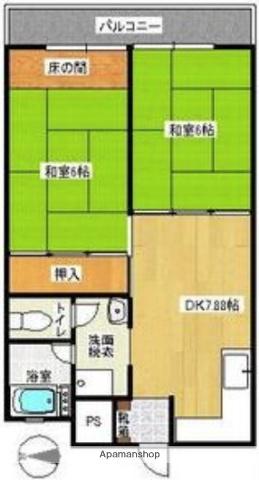 西公園ハイツ(2DK/4階)の間取り写真