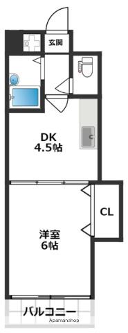 クロスステージ大濠(1DK/3階)の間取り写真