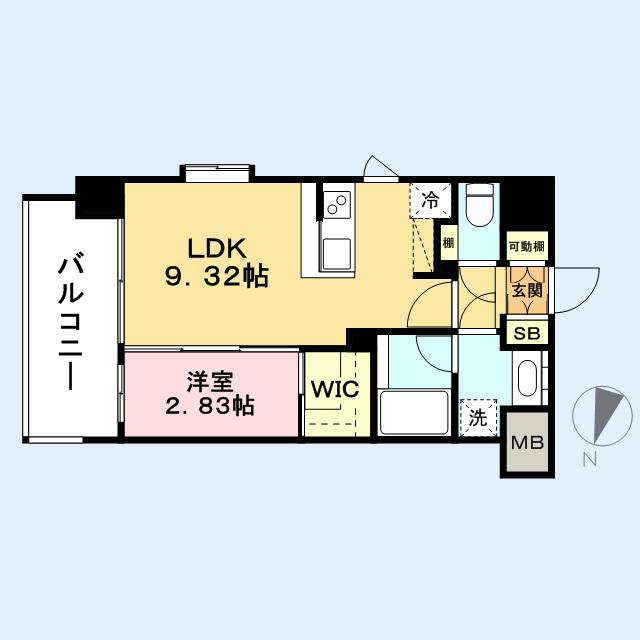 ネストピア西新Ⅲ(1LDK/7階)の間取り写真
