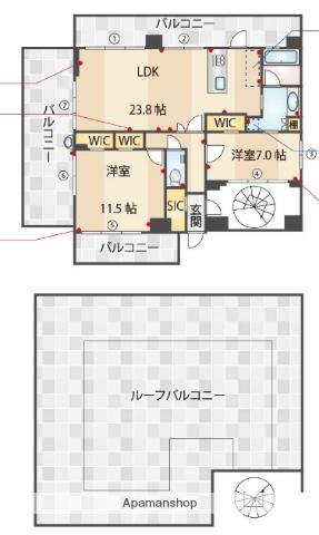ヴィラージュ大濠(2LDK/7階)の間取り写真