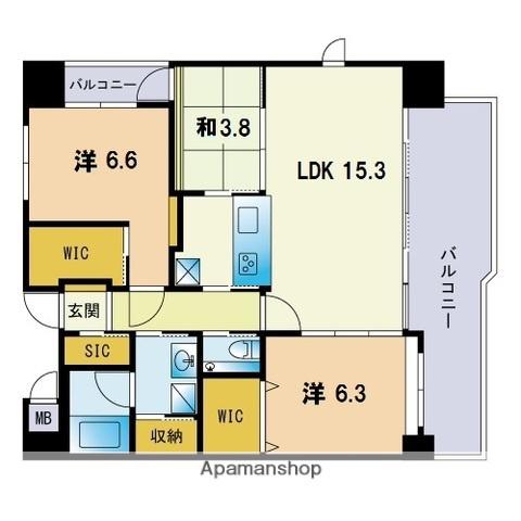 アクシオン大手門プレミアム(3LDK/11階)の間取り写真