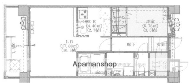 MCG鳥飼(1LDK/2階)の間取り写真