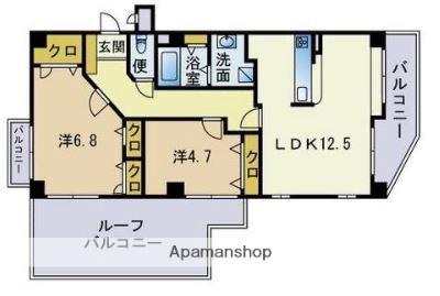 アーサー福重リバーコート(2LDK/4階)の間取り写真