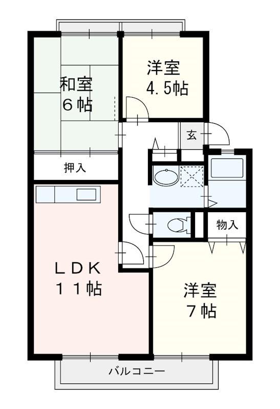 サンビレッジ大野C(3LDK/2階)の間取り写真