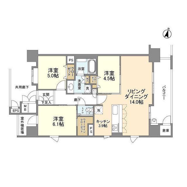 サンメゾン大濠公園北(3LDK/11階)の間取り写真