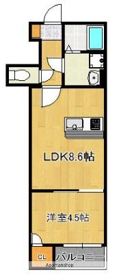 CRECIA姪浜(1LDK/1階)の間取り写真