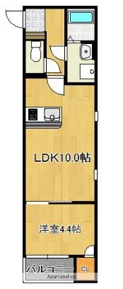 CRESIA姪浜(1LDK/1階)の間取り写真