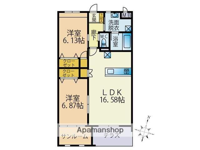 グレイスコート(2LDK/1階)の間取り写真