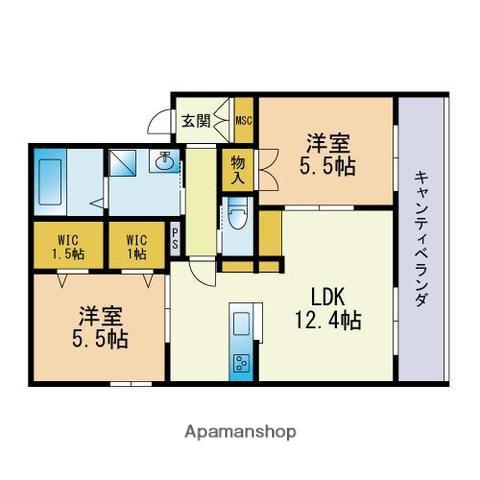 VILLAGGIO ALTO西公園(2LDK/2階)の間取り写真