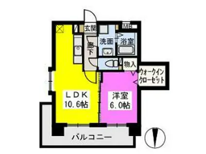 ビオラ愛宕(1LDK/4階)の間取り写真