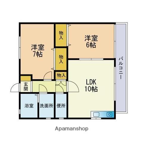 ブランシェ姪浜(2LDK/2階)の間取り写真