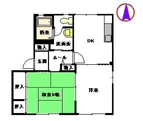 ロンサール賀茂C棟(1LDK/1階)の間取り写真