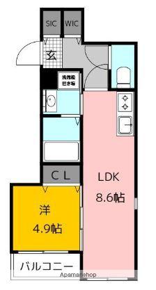 メゾンドわさび(1LDK/4階)の間取り写真