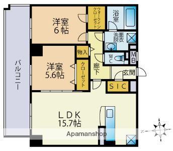 コンチネンタル(2LDK/4階)の間取り写真