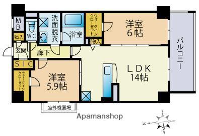 コンチネンタル(2LDK/5階)の間取り写真