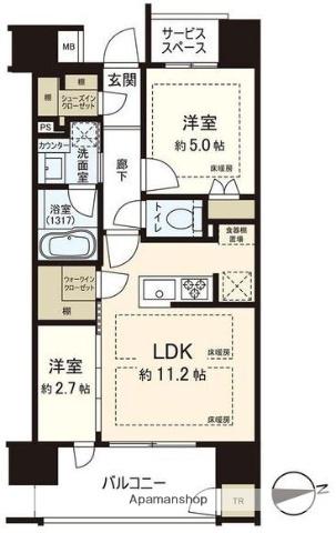 パークホームズ大濠公園フロント(2LDK/3階)の間取り写真