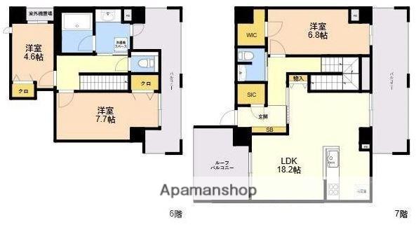 THE TEN GOOD 祖原Ⅰ(3LDK/7階)の間取り写真