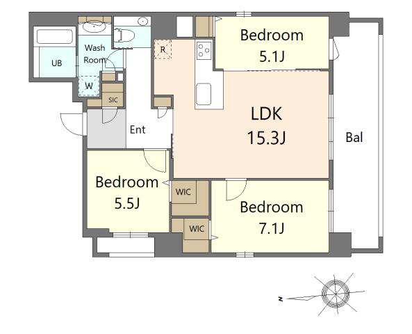 S-RESIDENCE大手門AWESOME(3LDK/9階)の間取り写真