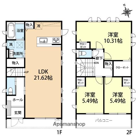 福岡市空港線 西新駅 徒歩12分 2階建 築10年(3LDK)の間取り写真