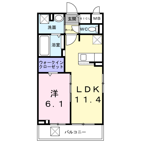 ワーズイヤー12(1LDK/3階)の間取り写真