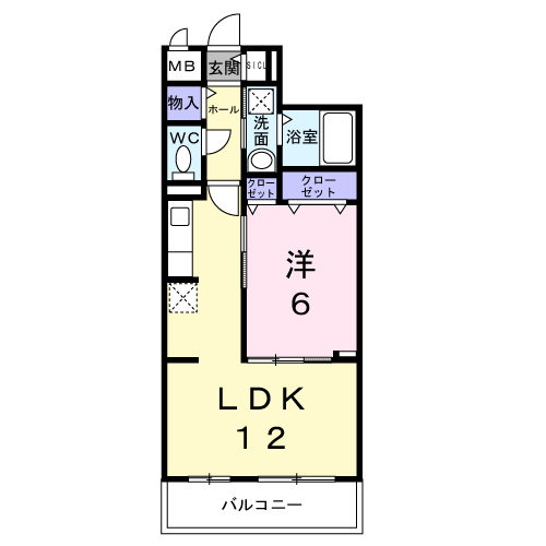 ワーズイヤー12(1LDK/2階)の間取り写真