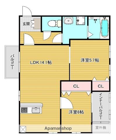 ZIP OHORI サウス(2SLDK/5階)の間取り写真