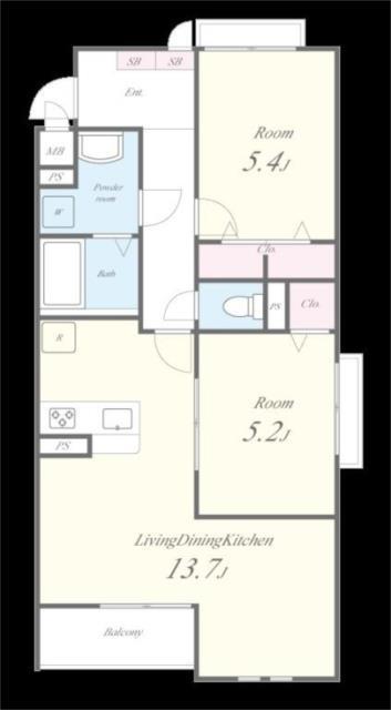 SPREAD HILLS K(2LDK/2階)の間取り写真