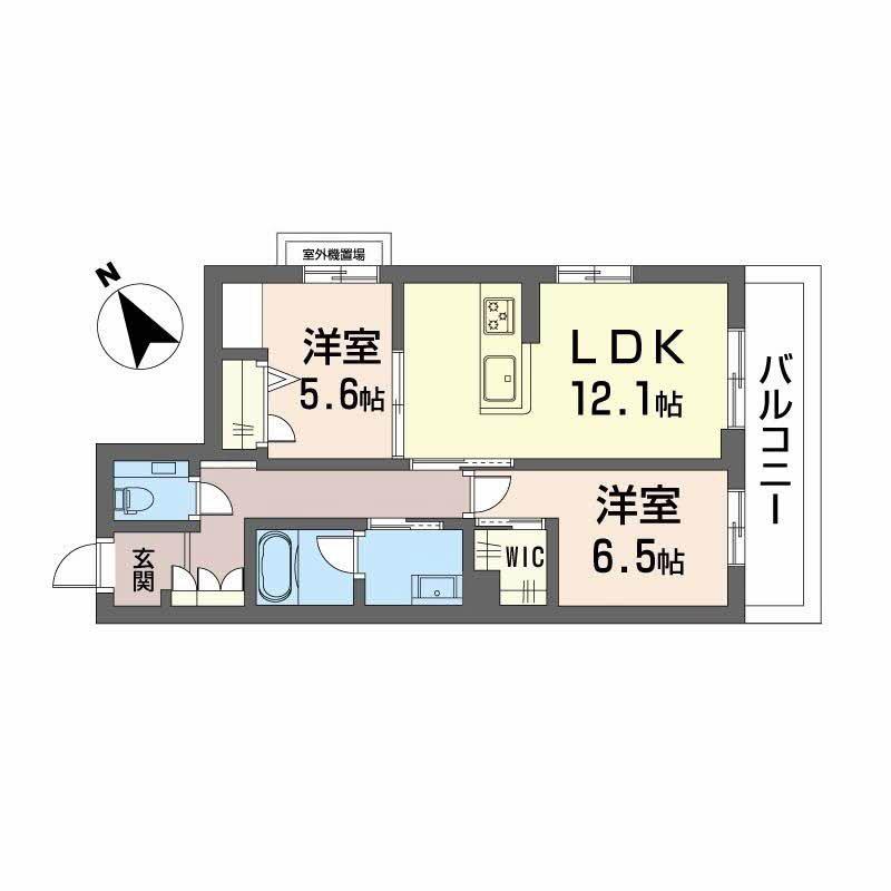 SHMプリミエール鳥飼八幡宮(2LDK/3階)の間取り写真