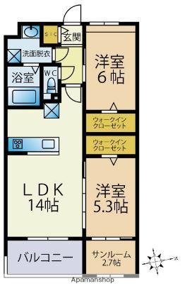 ビーコンヒル石丸(2SLDK/2階)の間取り写真