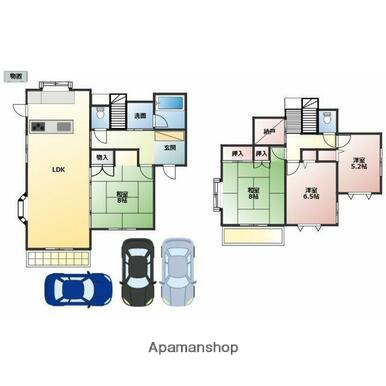 福岡県福岡市西区 2階建 築32年(4SLDK)の間取り写真