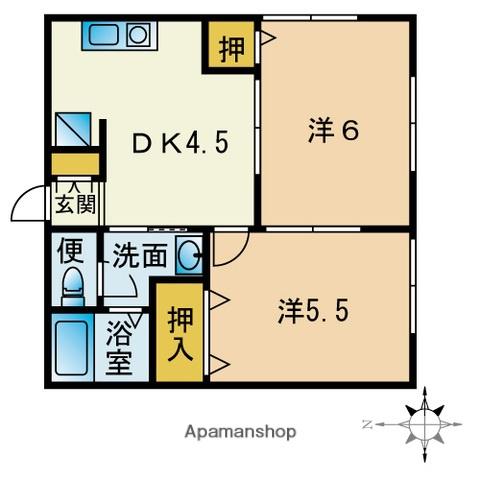 エスフォレスト A棟(2DK/1階)の間取り写真