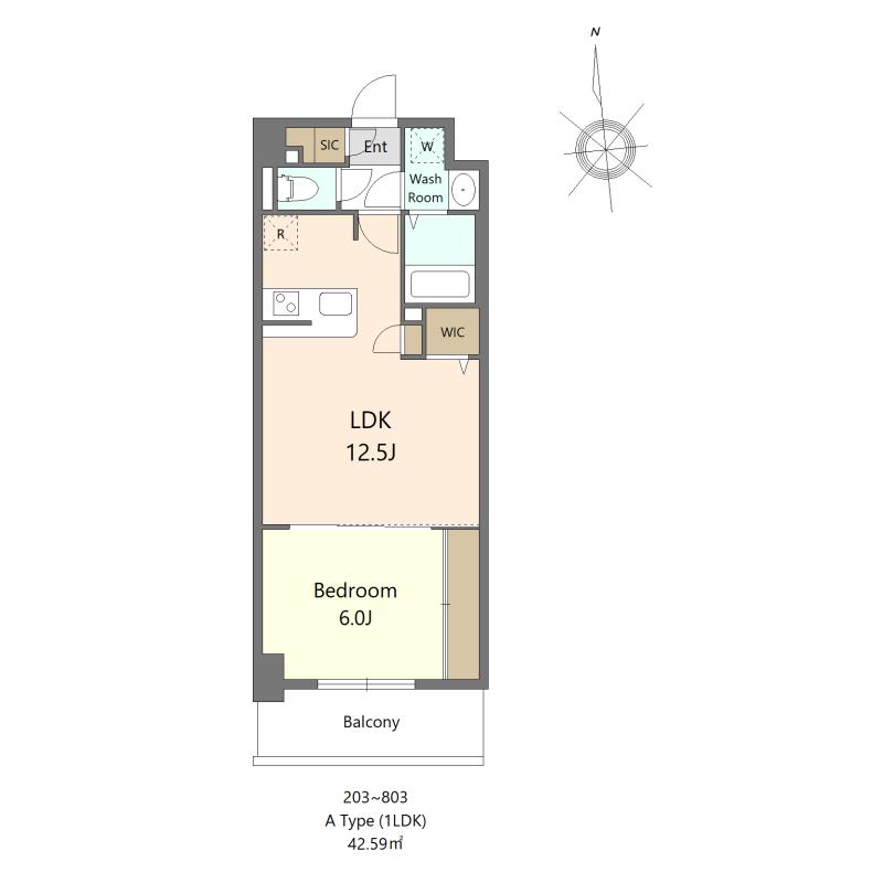 S-RESIDENCE大濠公園ACHIEVE(1LDK/8階)の間取り写真