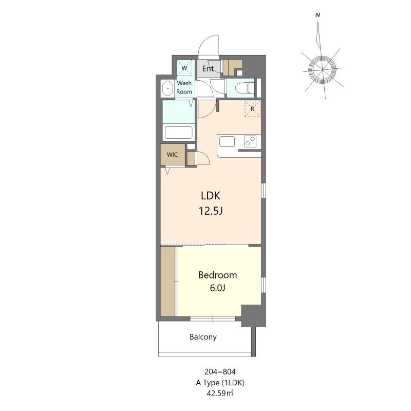 S-RESIDENCE大濠公園ACHIEVE(1LDK/2階)の間取り写真