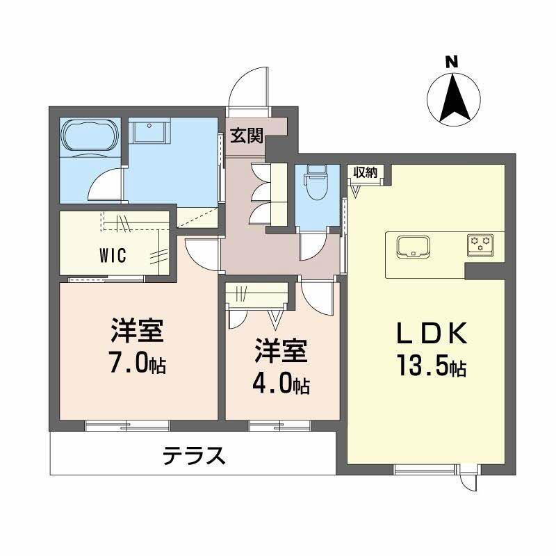 エーデルワイス(2LDK/1階)の間取り写真