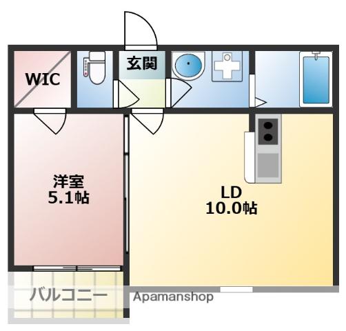 SUNMARK次郎丸Ⅲ(1LDK/1階)の間取り写真