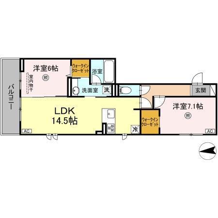 D-ROOM樋井川4丁目(2LDK/3階)の間取り写真