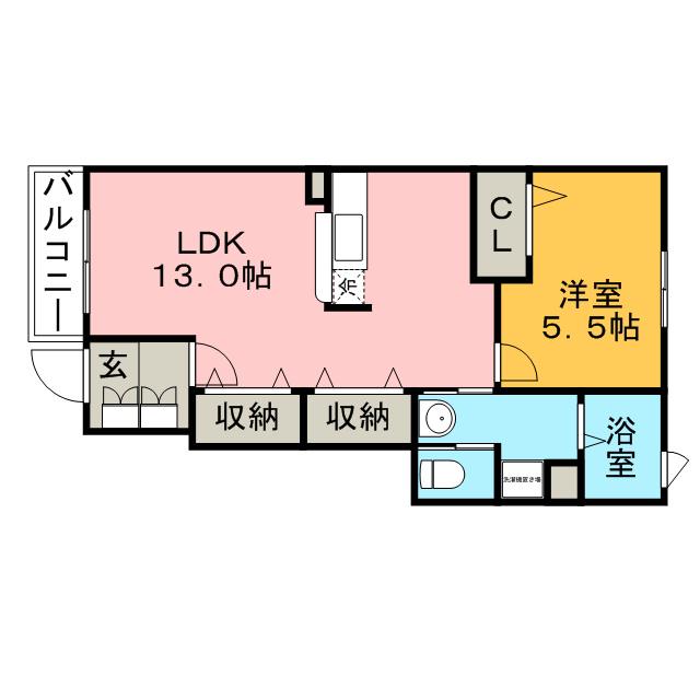 ソレイユ(1LDK/1階)の間取り写真