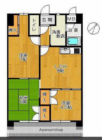 メゾン原Ⅱ(3DK/10階)の間取り写真