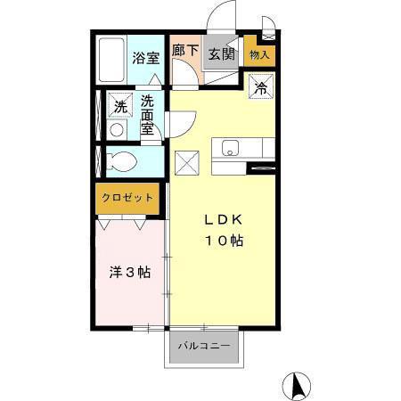 フローラリッシュ(1LDK/1階)の間取り写真